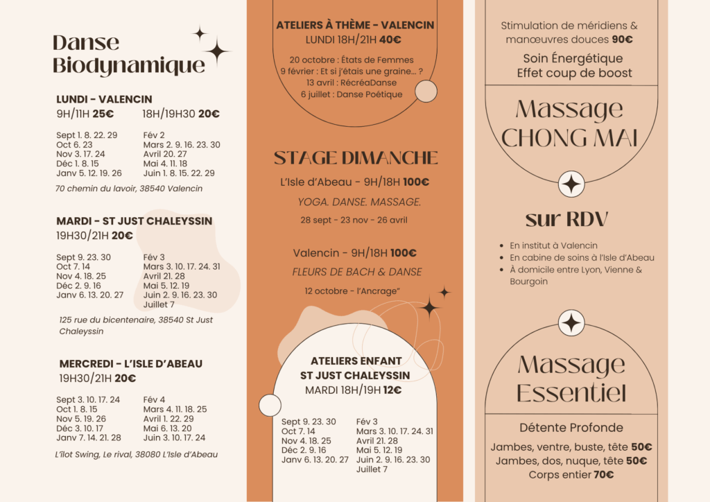 à corps de toi, danse biodynamique, massage chong mai, massage essentiel, saison 2025 2026, rentrée, détente, légèreté, respiration, être soi, inscription, nord isère, valencin, st just chaleyssin, l'isle d'abeau