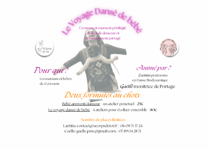 Danse biodynamique, portage bébé, maman, béb, danse avec bébé, valencin, st just chaleyssin