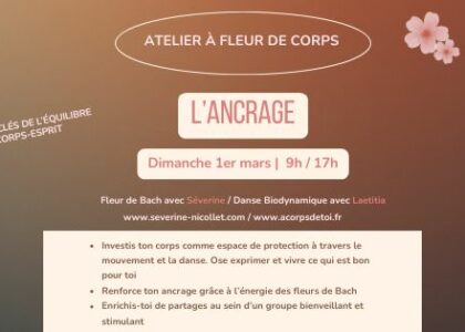 stage, dimanche, danse biodynamique, fleur de bach, ancrage