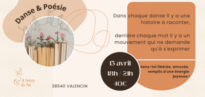 atelier à thème, danse biodynamique, les mots qui dansent, danse et poesie, mouvements et mots, se laisser danser, s'amuser