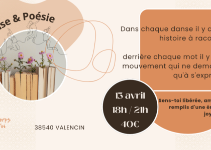 atelier à thème, danse biodynamique, les mots qui dansent, danse et poesie, mouvements et mots, se laisser danser, s'amuser