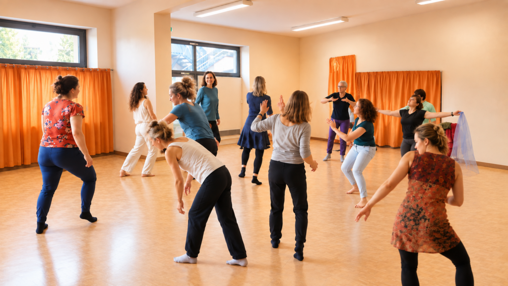 danse biodynamique, atelier à thème, valencin, nord isère, sororité, bienveillance, connexion, pause mentale